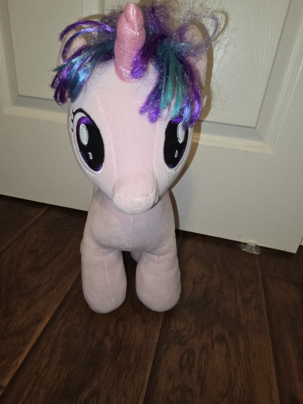 Build-A-Bear Pink Unicorn Plush with Purple & Teal Mane and Shimmery Horn